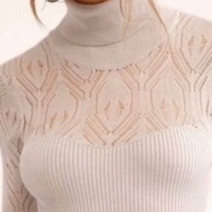 Free People Pretty in Pointelle bodysuit, cream, size m